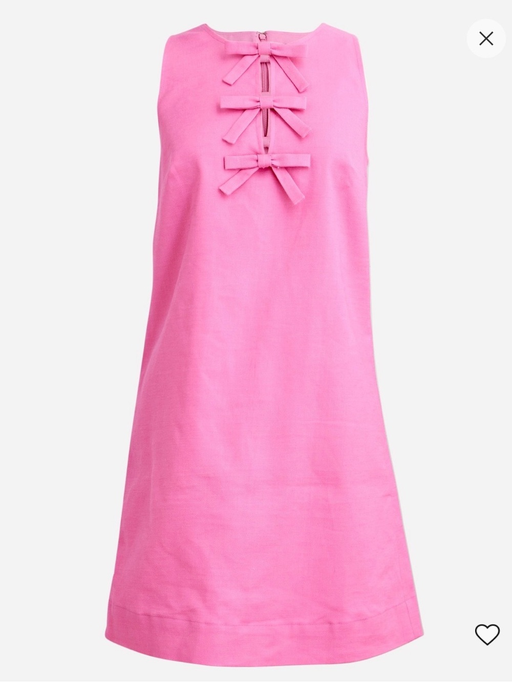 J. Crew Pink Bow-front shift dress in stretch linen blend